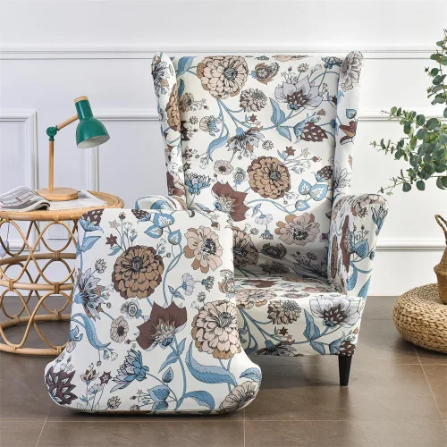 Miniatura 14 de Fundas para silla Wingback, 2 piezas, fundas elásticas elegantes para silla de ala con parte inferior elástica, protector de muebles para Hojas