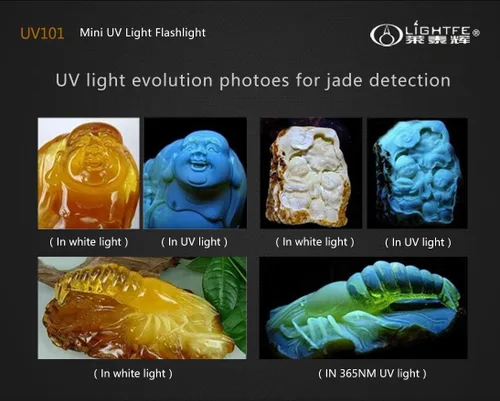 Miniatura 7 de Linterna de luz negra de 365 nm con salida de alta potencia, haz puro para luz de curación de pegamento UV, brillo fluorescente de roca y mineral