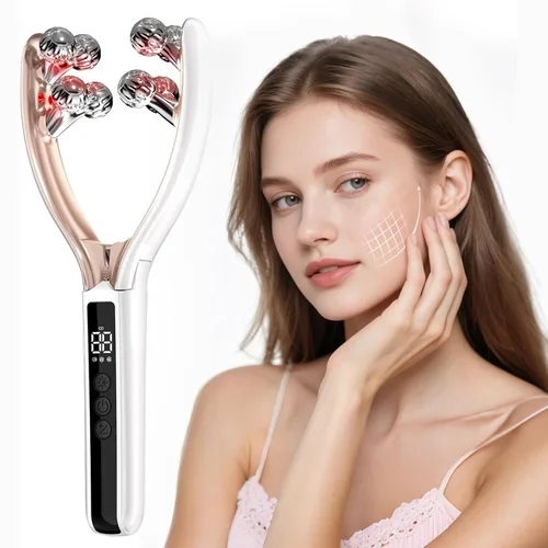 CXGRISE Masajeador facial inalámbrico, rodillo facial eléctrico 3D, herramienta recargable para esculpir y aliviar la hinchazón en forma de V,
