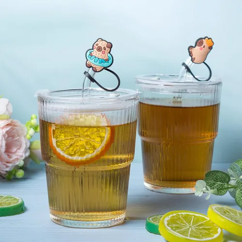 Miniatura 7 de 6 tapas con cubierta de pajita para taza Stanley Capybara, 10 mm, tapa reutilizable y linda para pajitas, accesorios, protectores portátiles
