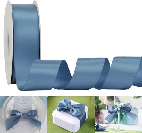 Miniatura 25 de HUIHUANG Cinta de satén azul bebé, 1.5 pulgadas de doble cara, 50 yardas para envoltura de regalos, ramos de flores, invitaciones, baby showers