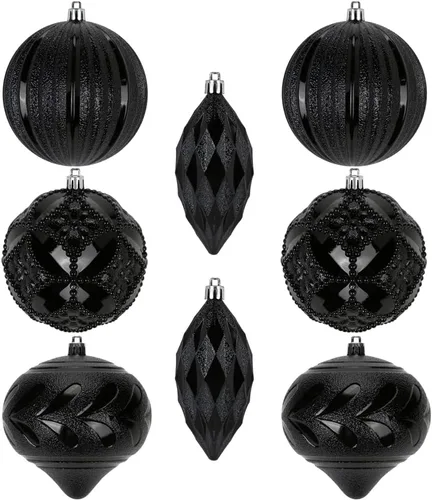 Miniatura 48 de 30 piezas de adornos de bola de árbol de Navidad irrompibles negros para decoración navideña
