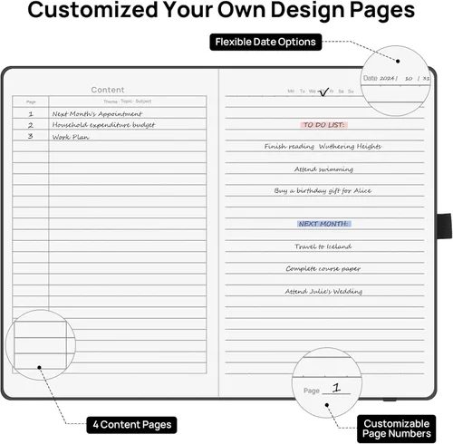 Miniatura 3 de ONAVIA Cuaderno de diario rayado A5, tapa dura, tamaño mediano de 5.5 x 8.3 pulgadas, 160 páginas de papel grueso de 3.53 oz/m², bloc de notas