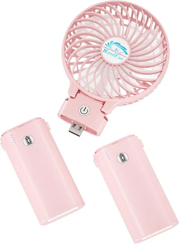 Miniatura 11 de HandFan Ventilador de mano portátil de 10400 mAh, ventilador de mano de larga duración de 40 horas recargable, mini ventiladores personales Hoja azul