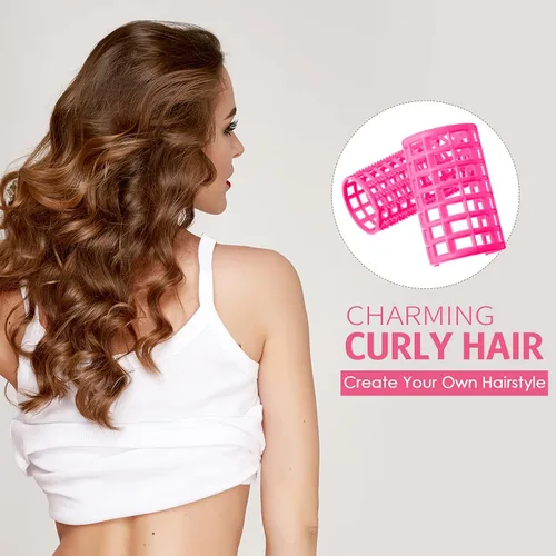 Miniatura 6 de Syhood 12 Piezas Rodillos de Cabello de Plástico para Mujeres Juego de Rizadores de Tamaño Grande Clips de Rodillo a Presión con Peine de Cola