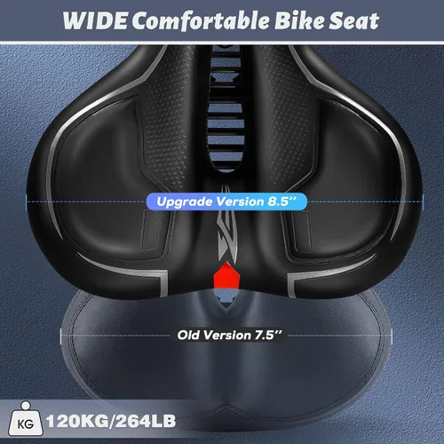 Miniatura 4 de IPOW Asiento de bicicleta cómodo para mujeres u hombres, repuesto de silla de bicicleta acolchado suave de espuma viscoelástica de alta densidad