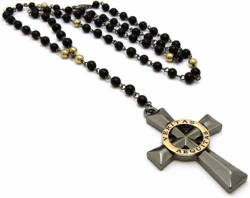 Miniatura 4 de COLLAR VERITAS AEQUITAS CRUZ BOONDOCK SAINTS COLLAR DE CRISTAL CON CUENTAS ROSARIO