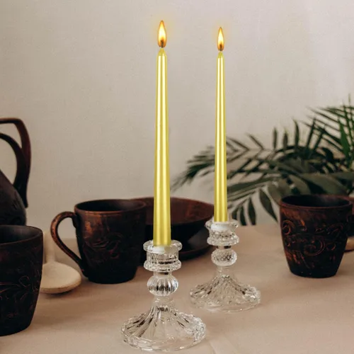 Miniatura 3 de Kemladio - Juego de 8 velas cónicas doradas de 10 pulgadas, queman sin aroma, con una duración de 7.5 horas, velas elegantes para la cena, velas