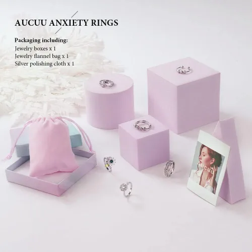 Miniatura 5 de Aucuu 6PCS Anillos Fidget Anti Ansiedad para Mujeres, Anillo Abierto Ajustable, Anillos de Diamantes de Circonita Cúbica CZ, Anillos de Cuentas #1