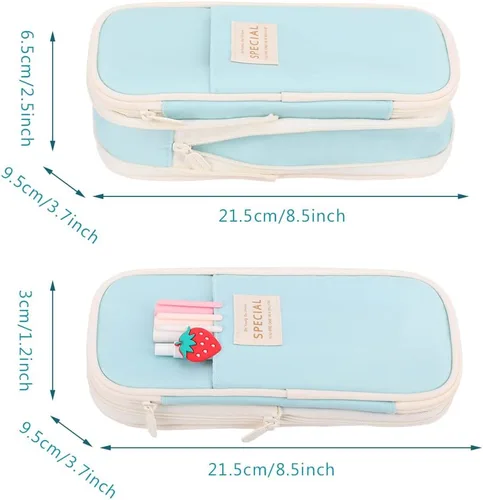 Miniatura 7 de iSuperb Estuche plegable para lápices con cremallera de gran capacidad, bolsa de lona estética, compartimentos para organizar artículos