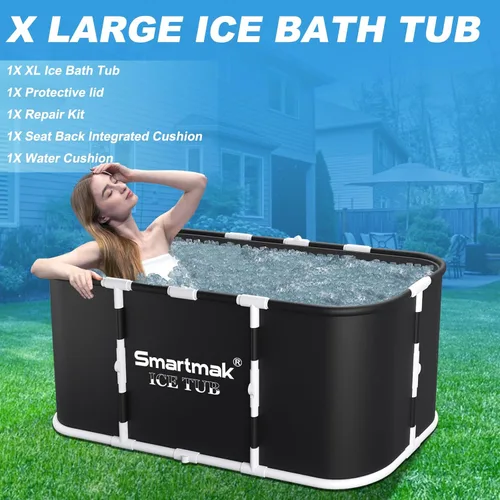 Miniatura 7 de Smartmak Bañera de hielo con tapa, bañera fría portátil XL grande para atletas, terapia y recuperación de agua fría, baños de entrenamiento