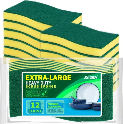 Miniatura 10 de AIDEA Esponjas de cocina, paquete de 24 esponjas de platos resistentes, esponja de limpieza para el hogar y la cocina, suministros de limpieza sin