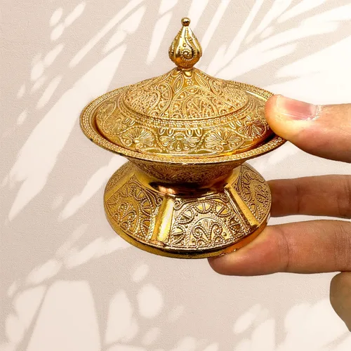 Miniatura 7 de Alisveristime Azucarero tradicional otomano turco hecho a mano con tapa (diámetro 3.34 pulgadas, longitud 3.54 pulgadas), motivos intrincados, ideal