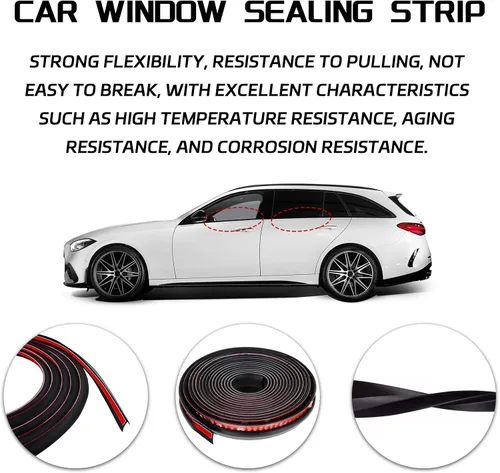 Miniatura 3 de Precinto de Goma para Ventana de Coche en Forma de V Negro, 13.12 pies x 0.6 pulgadas, Silencioso y a Prueba de Polvo, Para Coches, Camiones, SUV