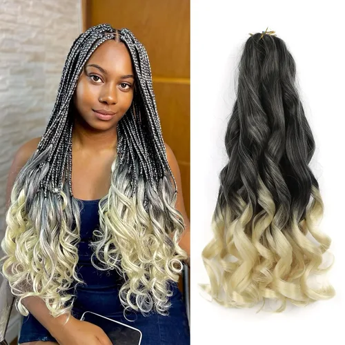 Miniatura 76 de Cabello rizado francés trenzado de 10 pulgadas, color 4, cabello rizado preestirado, 8 paquetes de trenzas de ganchillo de rizo francés para trenzas