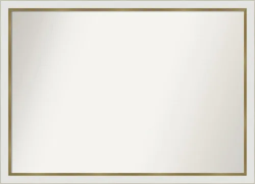 Miniatura 203 de Amanti Art Espejo de baño blanco para sobre el fregadero, 30 x 35 pulgadas, espejo de tocador rectangular estrecho de Eva de oro blanco, marco