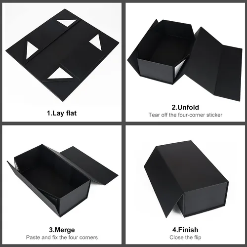 Miniatura 3 de Caja de regalo negra de 12" x 6" x 4" con tapa de cierre magnético, cajas de regalo para damas de honor, caja linda, caja de regalo de cumpleaños