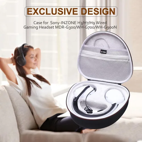 Miniatura 9 de LTGEM - Funda rígida para auriculares Sony INZONE H3 MDR-G300 / H5 WH-G500 / H7 WH-G700 / H9 WH-G900N - Bolsa de transporte protectora de viaje