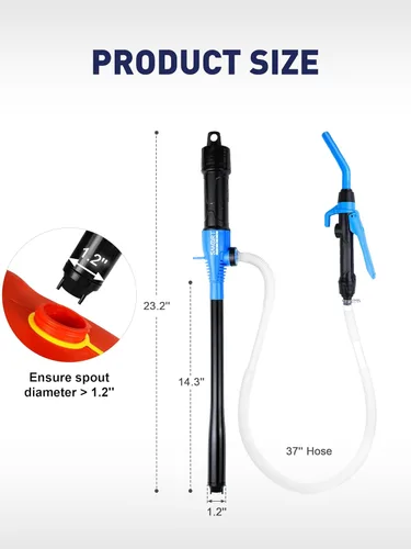 Miniatura 2 de SMART JERRY - Bomba de transferencia de combustible a batería Bomba de sifón eléctrica portátil para gas, combustible, diésel, agua, transmisión