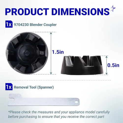 Miniatura 2 de BlueStars - Acoplador de accionamiento de licuadora ultra duradero 9704230 con kit de llave inglesa, piezas de repuesto fácil de instalar, ajuste
