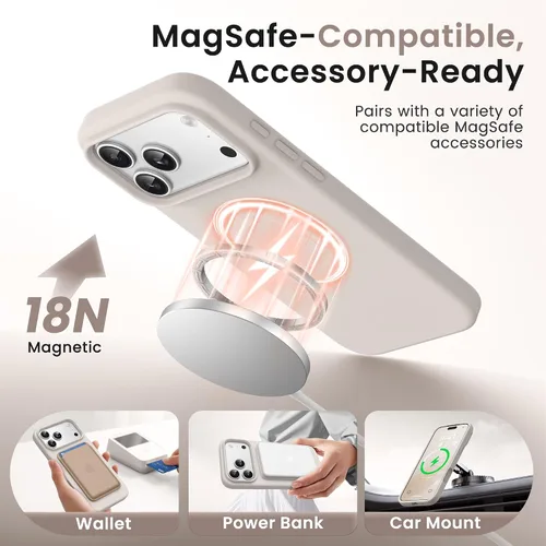 Miniatura 640 de GONEZ Funda de silicona para iPhone 15 Pro Max, compatible con Magsafe, protector de cámara + protector de pantalla, forro de microfibra suave