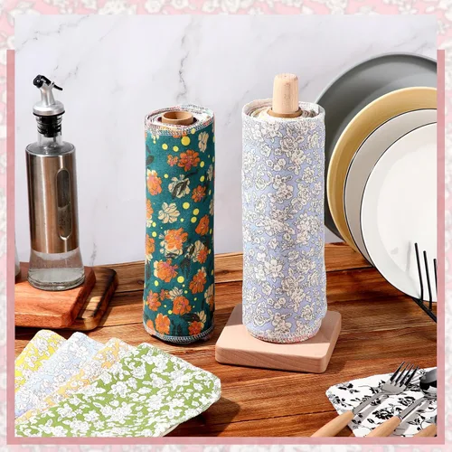Miniatura 3 de Redbaker 50 piezas de toallas de papel reutilizables paños de cocina sin papel paños de algodón lavables toallas de papel absorbentes para inodoro