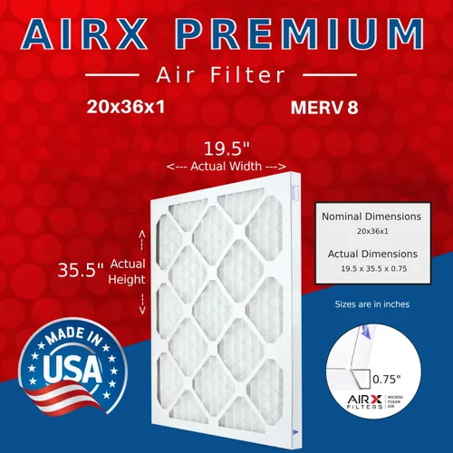 Miniatura 2 de AIRx Filters Filtro de horno MERV 8 electrostático plisado de repuesto para control de polvo, polen, pelusa y caspa, paquete de 6