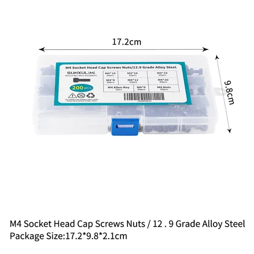 Miniatura 5 de Tornillos y tuercas M4 x 0.236 in, 0.315 in, 0.394 in, 0.472 in, 0.630 in, 0.787 in, 0.984 in, cabeza hexagonal, tornillos y tuercas, tornillo