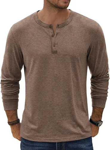 Miniatura 25 de COOFANDY Camiseta Henley de Manga Larga para Hombre Camisas Pullover Casuales Ligeras Camisetas Básicas Suaves Elásticas Tops de Otoño