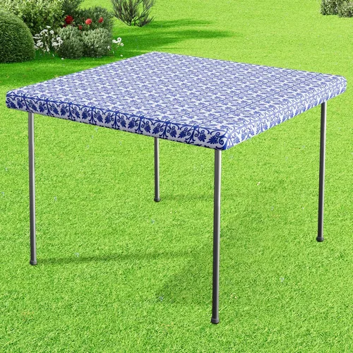 Miniatura 40 de Misaya - Mantel de vinilo rectangular, mantel elástico con respaldo de franela, 100% impermeable, cubierta de plástico para mesas plegables de 4