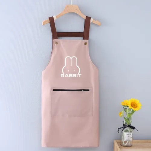 Miniatura 2 de Delantal de cocina para mujer con bolsillos grandes, delantal impermeable de manga larga para cocinar, hornear, limpiar el trabajo Rosa