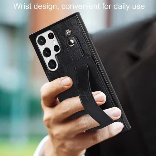 Miniatura 2 de Funda para teléfono Samsung Galaxy S22 Ultra 5G con protector de pantalla, correa de muñeca ajustable, atril, ranura para tarjetas de crédito