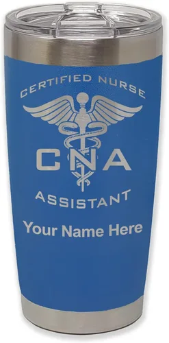 Miniatura 28 de LaserGram Vaso aislado al vacío de 20 onzas, asistente de enfermera certificada por CNA, grabado personalizado incluido (negro)