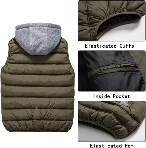 Miniatura 4 de Msmsse Chalecos de invierno para hombre ropa de abrigo extraíble con capucha