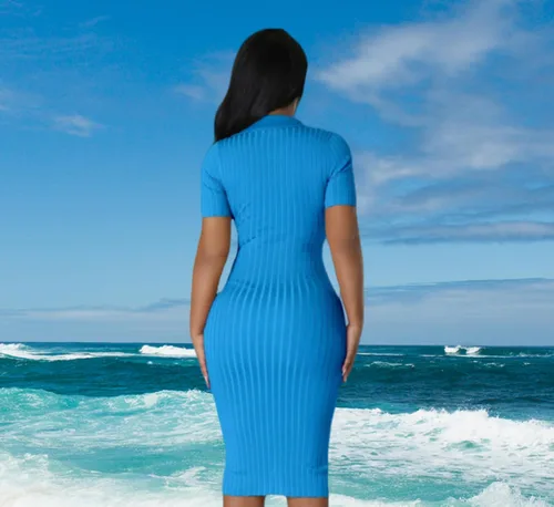 Miniatura 6 de Vestido de manga corta de punto con cuello en V para mujer, sexy, elegante, cómodo