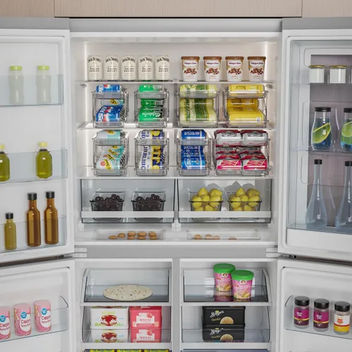 Miniatura 3 de Xicennego Juego de 2 organizadores de latas de soda ajustables para refrigerador, armarios, encimeras, dispensador de latas de bebidas para Claro