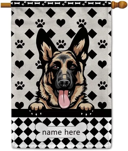 Miniatura 15 de Bandera personalizada de jardín para perro, lindo perro salchicha salchicha, lunares, búfalo, bandera a cuadros para decoración del hogar al aire