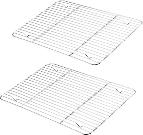 Miniatura 12 de P&P CHEF Paquete de 2 Estantes de Enfriamiento para Hornear, Rejillas de Enfriamiento de Acero Inoxidable para Cocinar Hornear Asar a la Parrilla