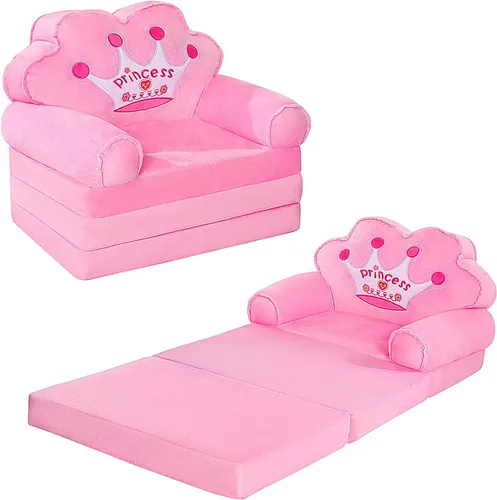 Miniatura 8 de MOONBEEKI Sofá Desplegable para Niños, Silla Plegable de Princesa para Niños Pequeños de 1-3 Años, Muebles para Niños para Sala de Juegos, Regalo
