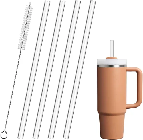 Miniatura 8 de Paquete de 6 popotes de repuesto Tritan para vaso Stanley de 40 onzas, 12 pulgadas de largo, sin BPA, reutilizables, con cepillo de limpieza, aptos