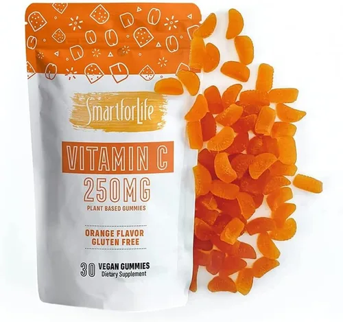 Smart for Life Gomitas de vitamina C, gomitas veganas de vitamina C a base de plantas, sabor naranja natural, gomitas de apoyo inmunológico para