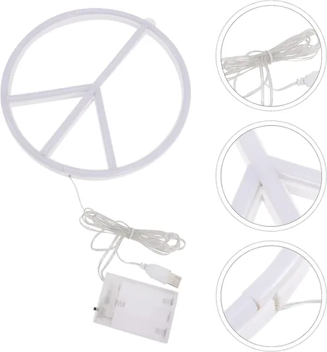 Miniatura 5 de Uonlytech Letreros de decoración LED señal de paz LED símbolo de paz neón modelado luz luminosa lámpara de pared boda