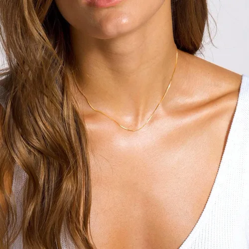 Miniatura 8 de Jewelry Affairs Collar de cadena de oro macizo real de 10 quilates, 0.024 in