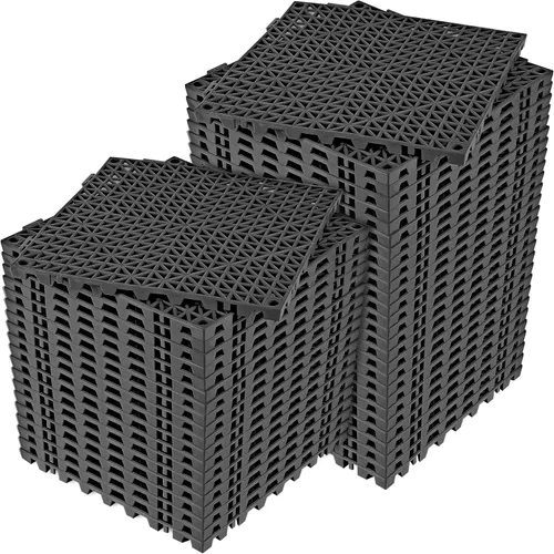Miniatura 29 de ToLanbbt Cojín modular entrelazado 8P de 11.8 x 11.8 pulgadas, agujeros de drenaje de goma entrelazados antideslizantes para cubierta, ducha