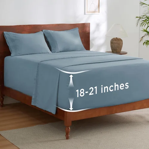 Miniatura 28 de Bedsure Juego de Sábanas King de Bolsillo Profundo - Se Adapta a Colchones de Hasta 21 Pulgadas de Grosor - 4 Piezas Sábanas de Cama GentleSoft