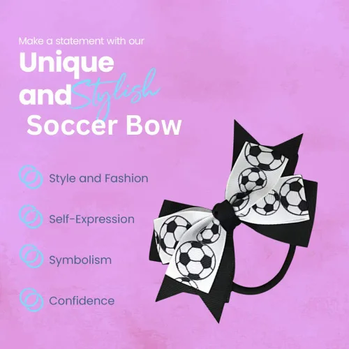 Miniatura 7 de Sportybella - Juego de accesorios para el cabello de fútbol: adorables impresiones de balón de fútbol en blanco y negro, lazos para el cabello