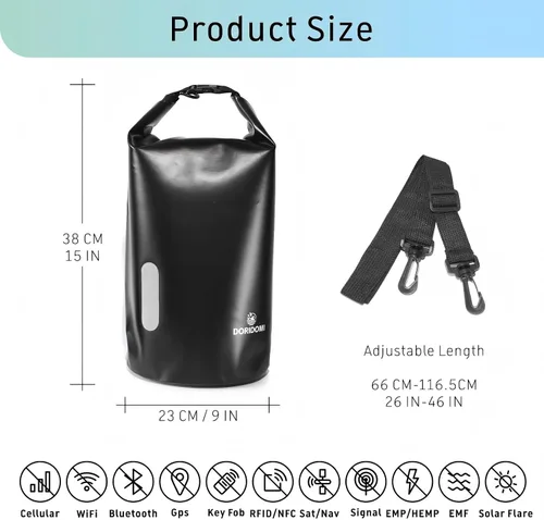 Miniatura 2 de Bolsas Faraday - Bolsa seca 15L negra impermeable con protección EMP, bolsa de blindaje de señal RFID para seguridad de productos electrónicos