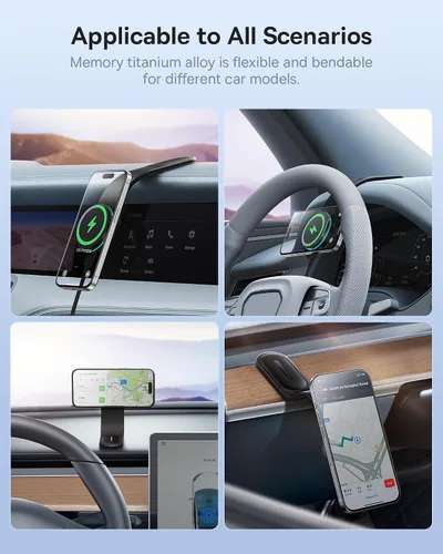 Miniatura 5 de Baseus Magsafe - Cargador de coche inalámbrico de 15 W, soporte magnético para salpicadero de coche para iPhone 15, 14, 13, 12 Pro Plus Max