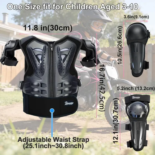 Miniatura 7 de Reomoto Kids Full Body Protector Youth Dirt Bike Gear for Motorcycle Cycling Skiing Motorbike Riding Bike Vest with Knee Elbow Protectors