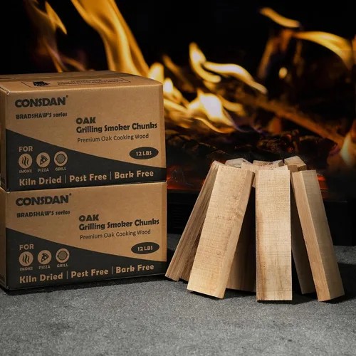 Miniatura 10 de CONSDAN Astillas de madera de nogal para ahumador y barbacoa, cultivadas en Estados Unidos, secadas al horno, trozos de madera natural (12 libras)